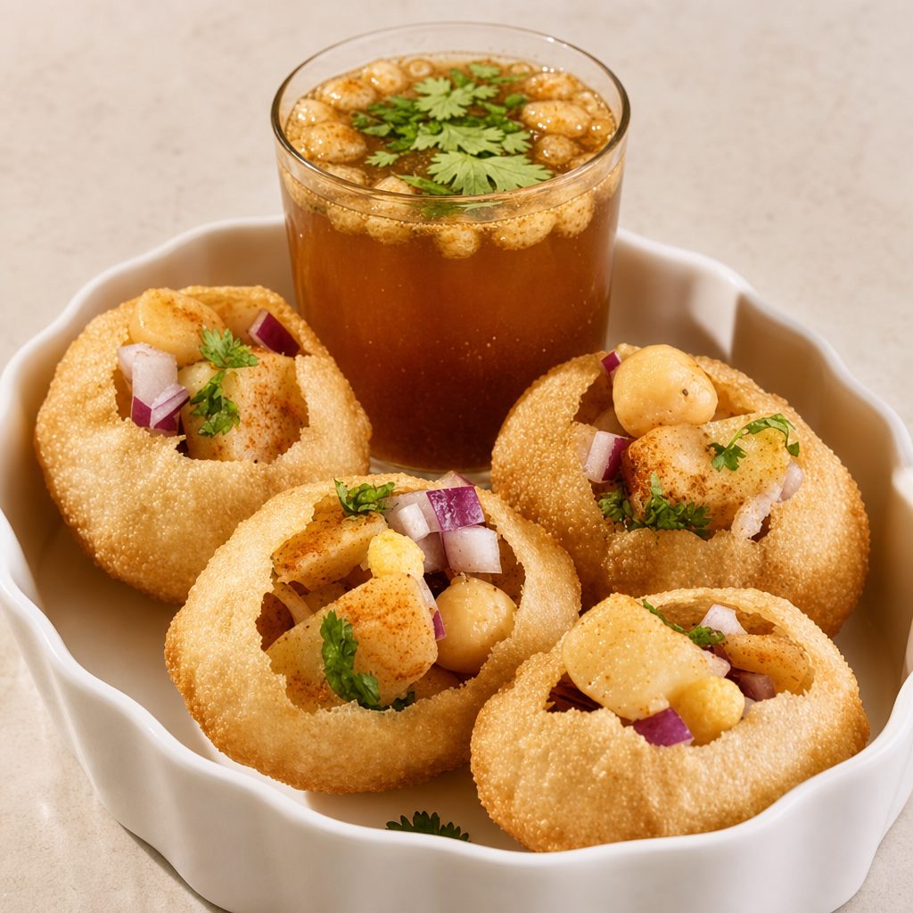 Gol Gappe/ Pani Puri with Tamarind Water.