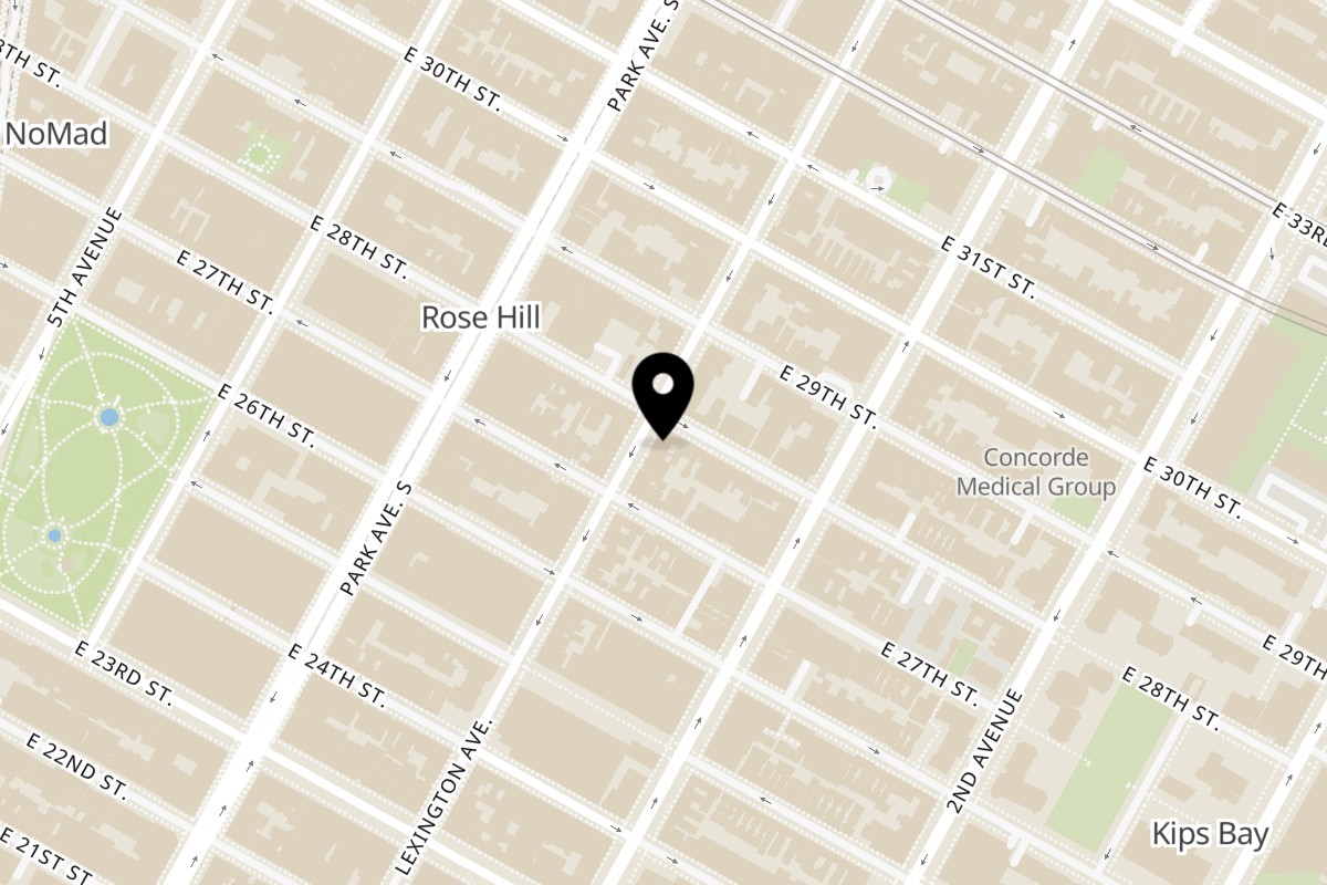 Map showing the location of Haandi on 113 Lexington Avenue in New York